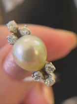 12 9 (new art sisters home) antique pearl diamond white gold ring