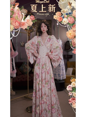 0510直播151洛可可夏日珍藏·晚香玉·高定丝绸芍药蝴蝶袖连衣裙