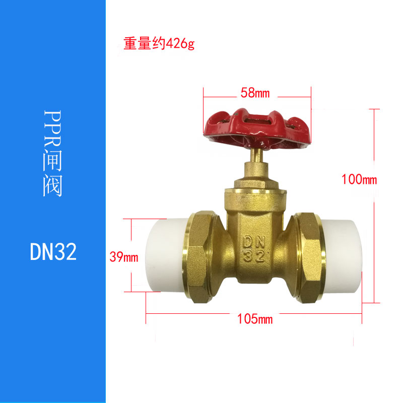 PPR双活接闸阀 PE活接阀门止水阀自来水开关 铜截止阀水管配件 - 图1