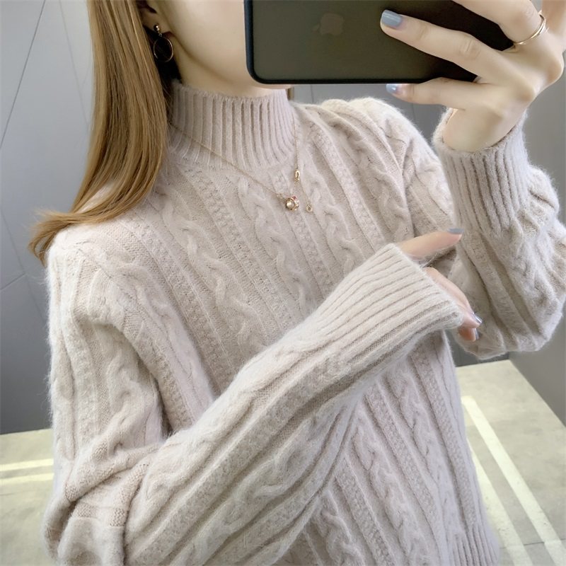 2025秋冬新款半高领针织衫麻花套头女装时尚洋气女装毛衣打底衫,淘宝优惠券,粉丝福利购,淘宝优惠卷
