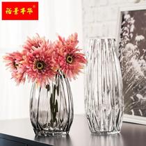 Eurostyle minimalist vase vertical edge geometric stripe glass vase Living room Home Decorative Dry Flower Flower Arrangement Bottle High