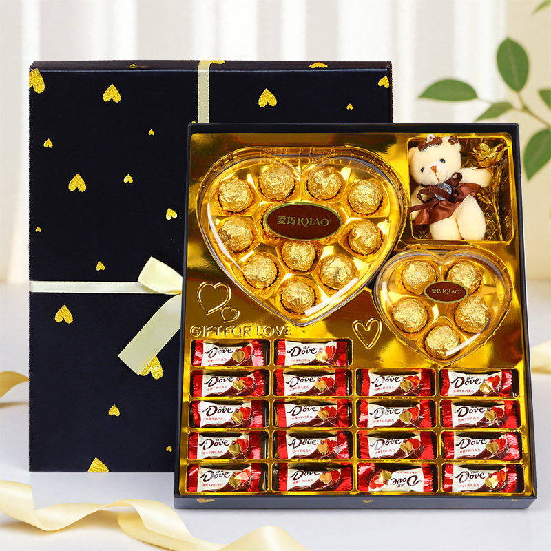 德芙巧克力礼盒装520情人节礼物送女友老婆儿童生日礼品爱心糖果