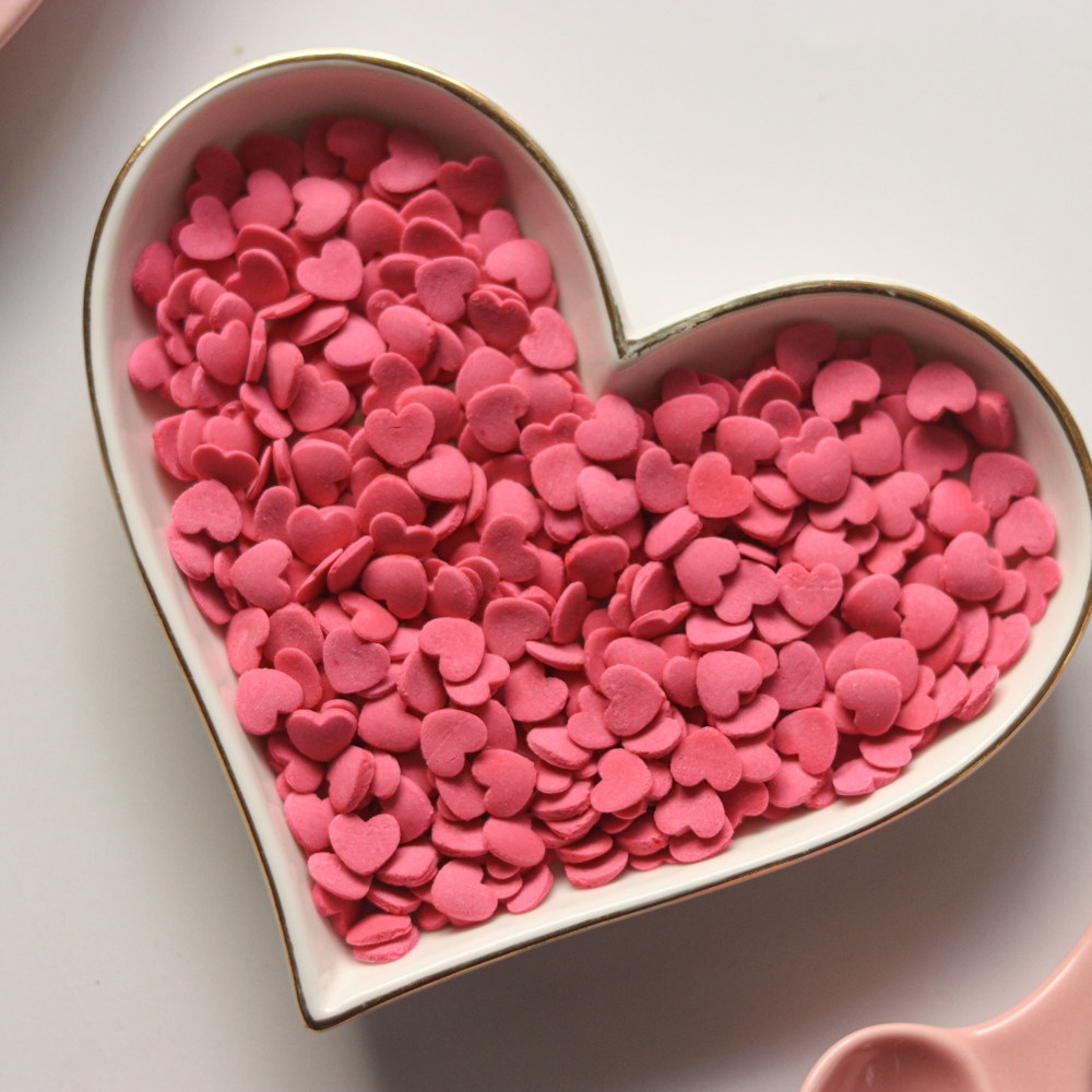 情人节 粉红玫红爱心心形糖片糖珠 520杯子蛋糕生日告白甜品装饰,淘宝优惠券,粉丝福利购,淘宝优惠卷