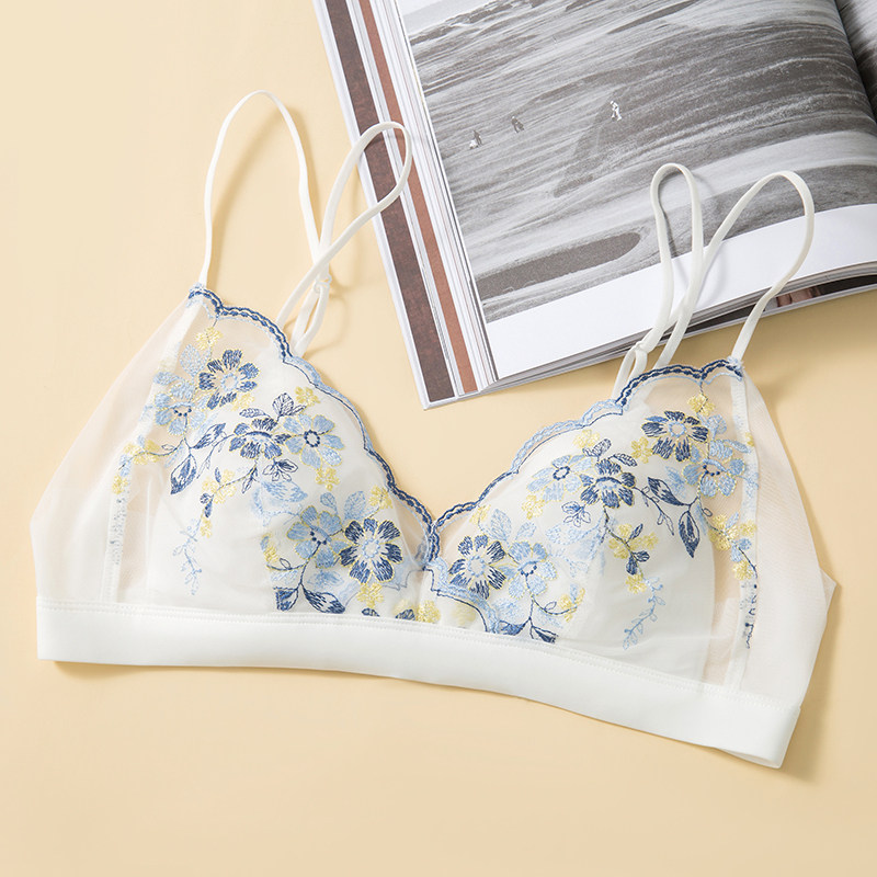 新款法式刺绣真丝女蕾丝性感文胸 lomendn内衣文胸