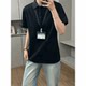 Pure black short-sleeved polo shirt for men and women in summer with high quality