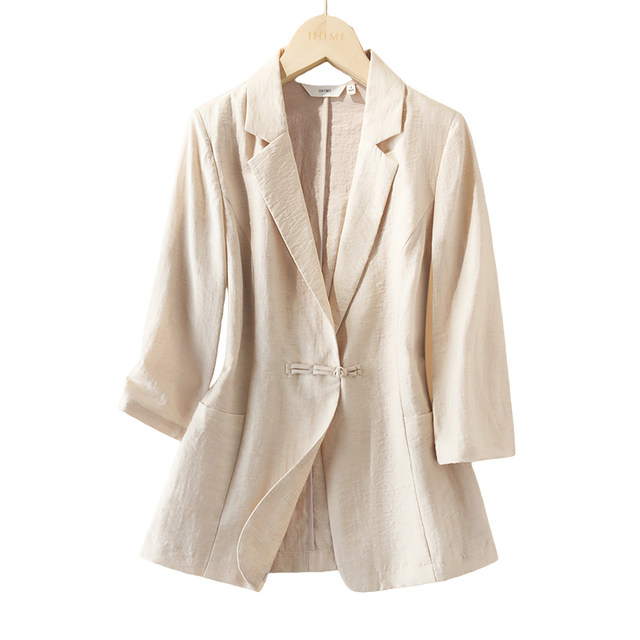 IHIMI Haimi linen blended suit jacket ສໍາລັບແມ່ຍິງ