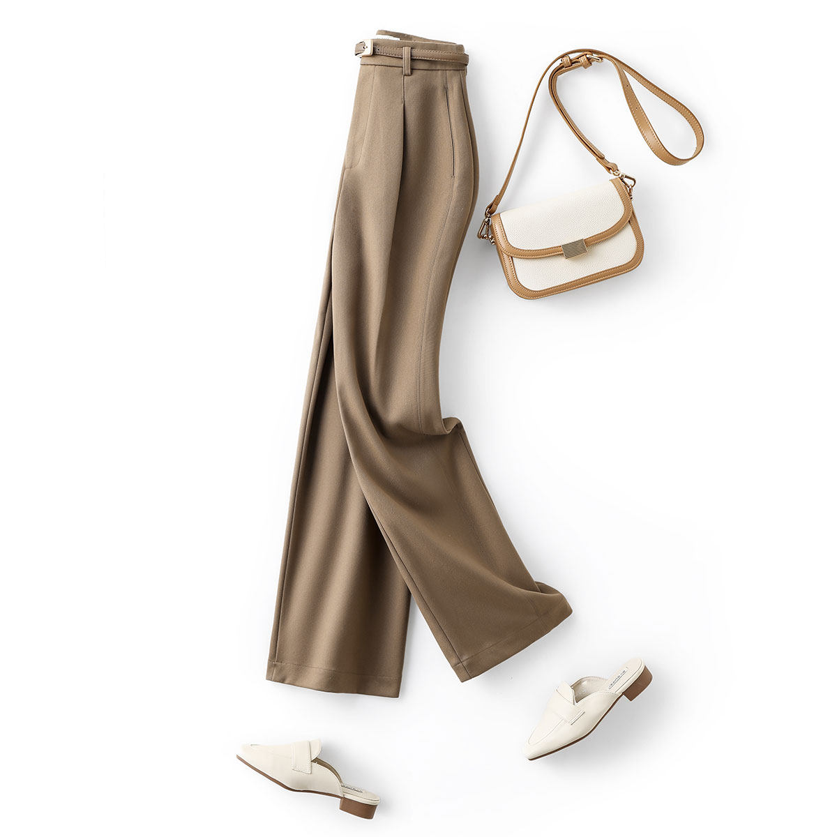 IHIMI海谧弧形分割线阔腿裤女2025秋季新款显瘦垂感直筒休闲长裤,淘宝优惠券,粉丝福利购,淘宝优惠卷