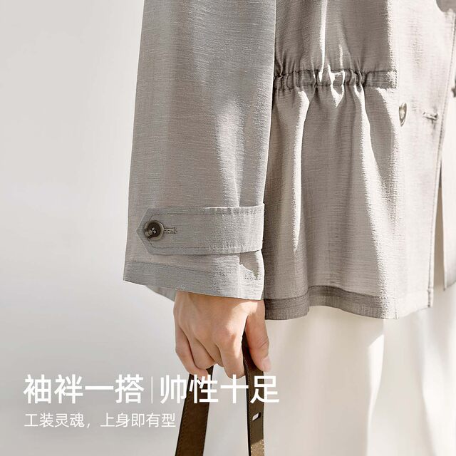 IHIMI Haimi linen ແອວປະສົມ windbreaker ສໍາລັບແມ່ຍິງ