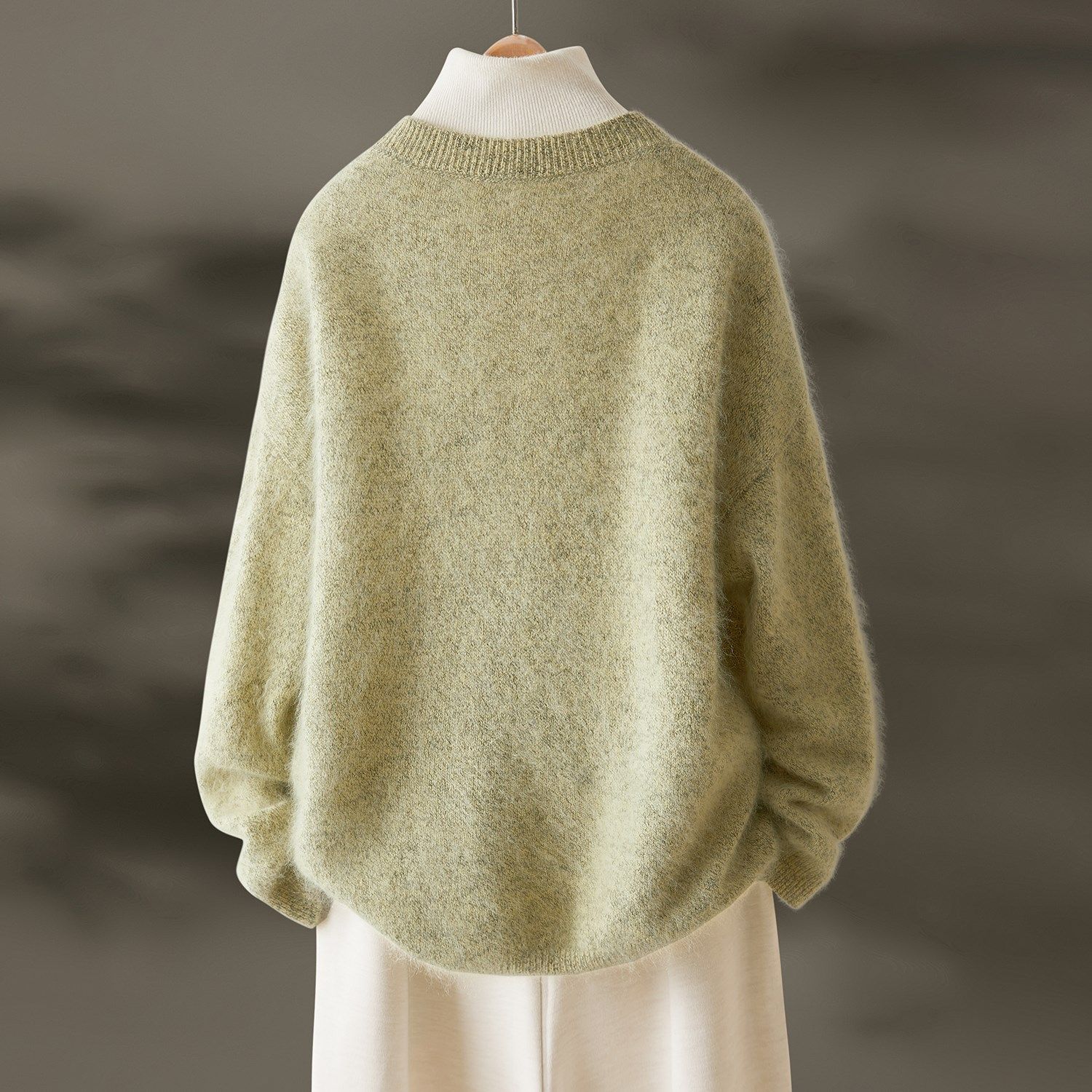 IHIMI海谧100绵羊毛拉绒开衫女冬季软糯慵懒风减龄苹果绿羊毛衫,淘宝优惠券,粉丝福利购,淘宝优惠卷