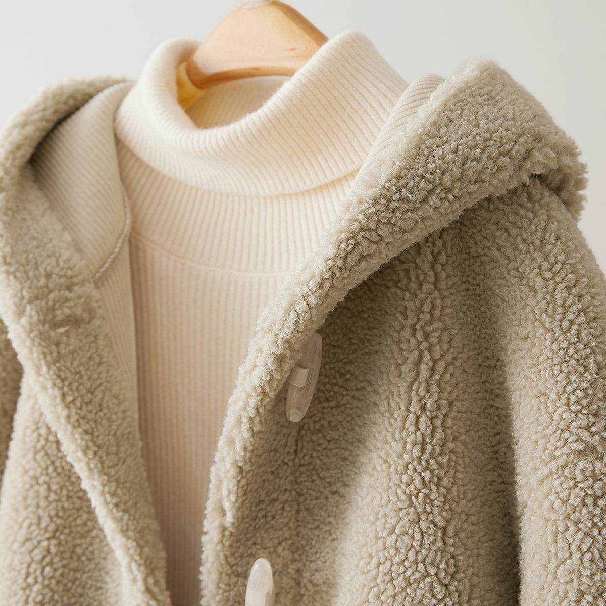 IHIMI海谧连帽毛绒绒减龄短外套女2025冬季新款加绒加厚百搭上衣,淘宝优惠券,粉丝福利购,淘宝优惠卷