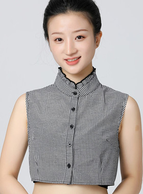 格子假领子女花边立领纯棉假衣领
