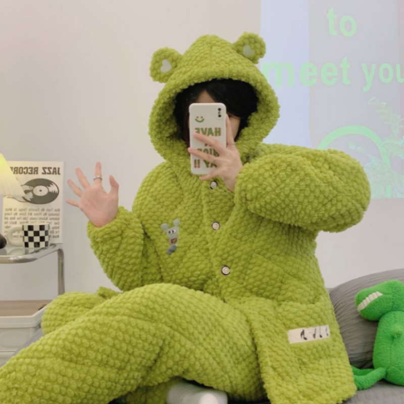 冬季款珊瑚绒三层夹棉袄法兰超睡衣 凯玥璐睡衣/家居服套装