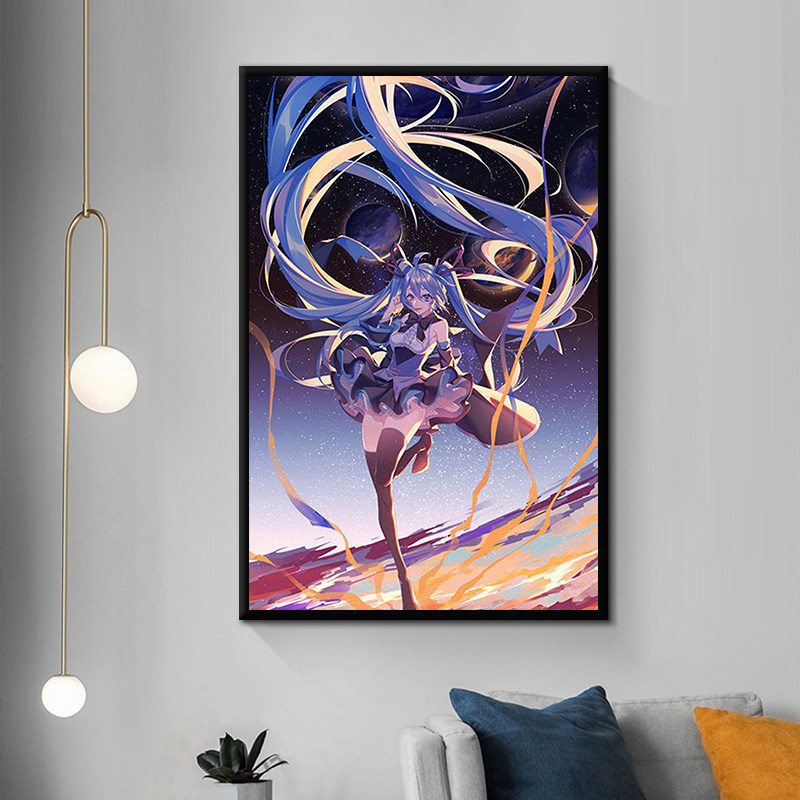 初音未来diy数字油画动漫手工卡通油彩画手绘颜料填充丙烯装饰画