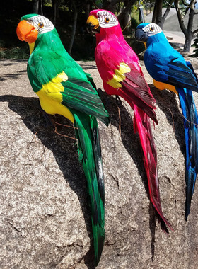 仿真鹦鹉假鸟创意工艺品装饰小鸟花园庭院造景虎皮金刚鹦鹉摆件鸟