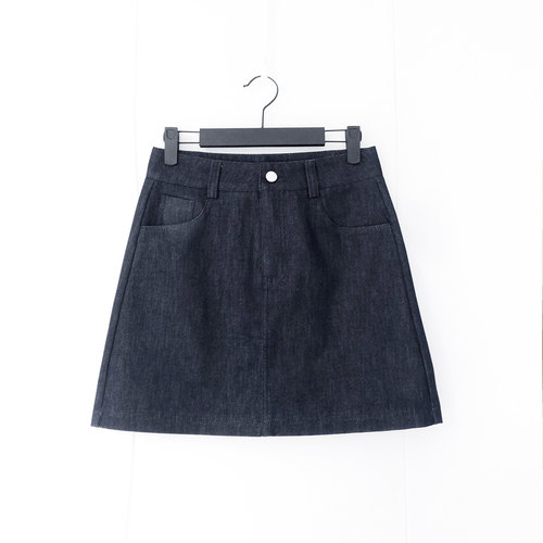 天丝仿牛仔A字短裙2025夏季新款藏青色丹宁色高腰半身裙梨形显瘦 - 图3