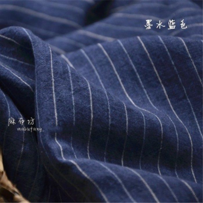 春秋季高端定制色织条纹亚麻面料砂洗中厚夏裤装布料肌理强透气好,淘宝优惠券,粉丝福利购,淘宝优惠卷