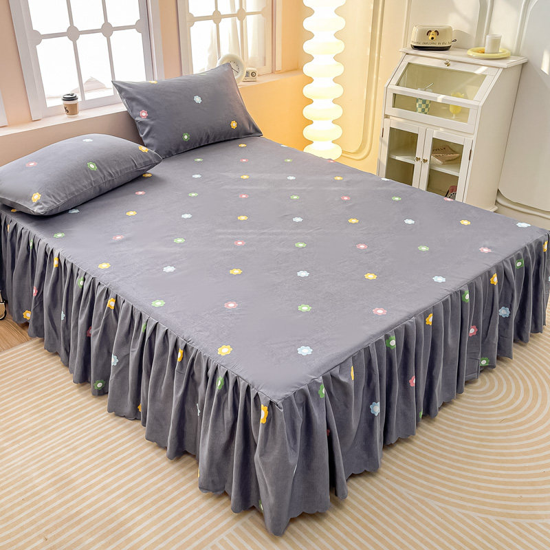 韩版公主风床裙款三件套磨毛水洗棉纯色床罩单件床单床套四季通用,淘宝优惠券,粉丝福利购,淘宝优惠卷