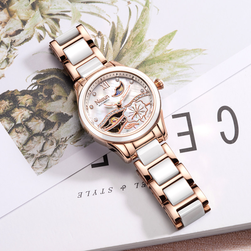 正品尼尚女士全自动简约气质机械表 nesun尼尚国产腕表