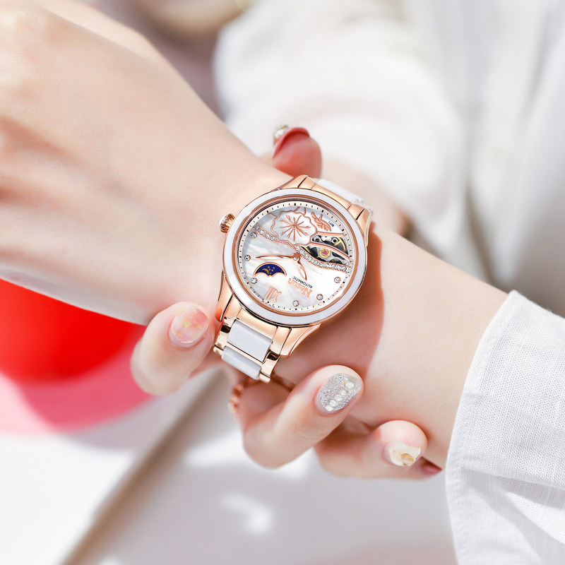 正品尼尚女士全自动简约气质机械表 nesun尼尚国产腕表