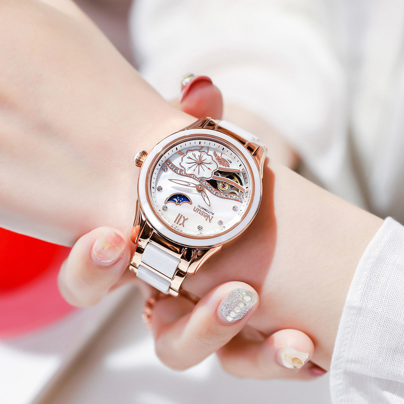 正品尼尚名牌女士全自动时尚机械表 nesun尼尚国产腕表