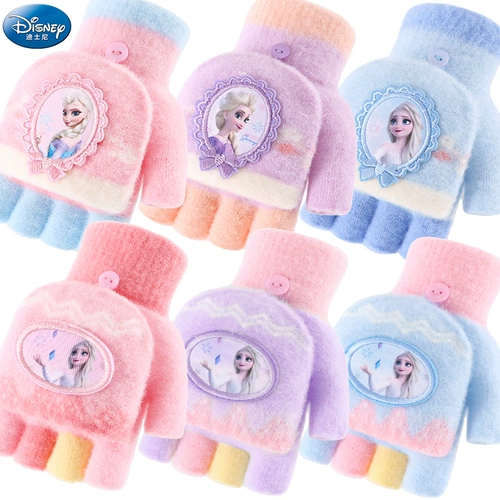 Дисней, детские удерживающие тепло трикотажные перчатки, детское кольцо для принцессы для раннего возраста, без пальцев, «Холодное сердце»