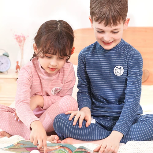 Детское удерживающее тепло осеннее нижнее белье, демисезонный комплект, термобелье для мальчиков, штаны, увеличенная толщина, высокий воротник