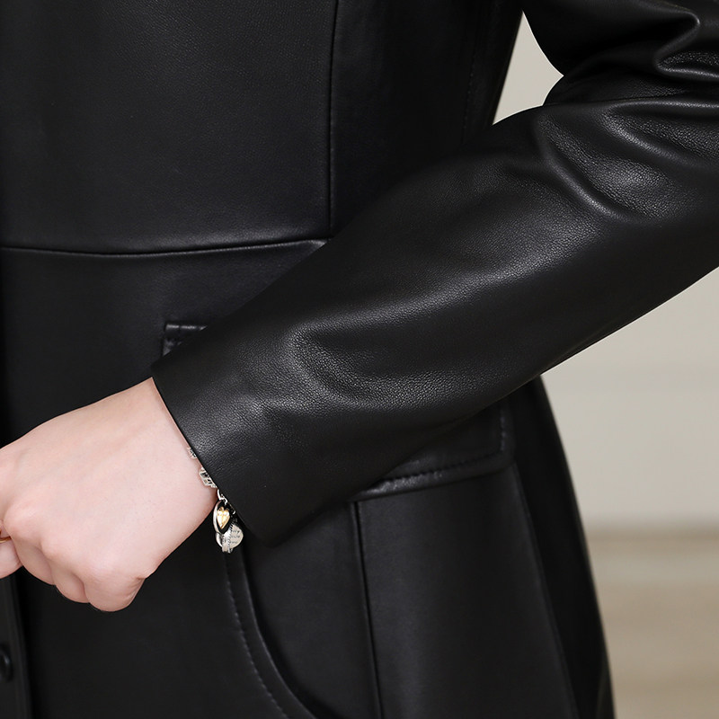 真皮皮衣女中长款2024新款秋修身气质妈妈海宁绵羊皮单装大衣外套,淘宝优惠券,粉丝福利购,淘宝优惠卷