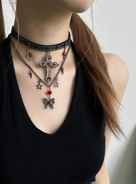 【哥特风y2k】小众多层叠戴项链