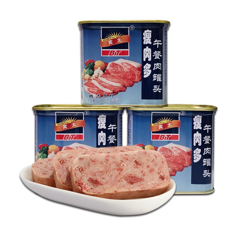 宾太午餐肉罐头340gX24整箱瘦肉多猪肉三明治串串麻辣烫火锅食材 - 图1