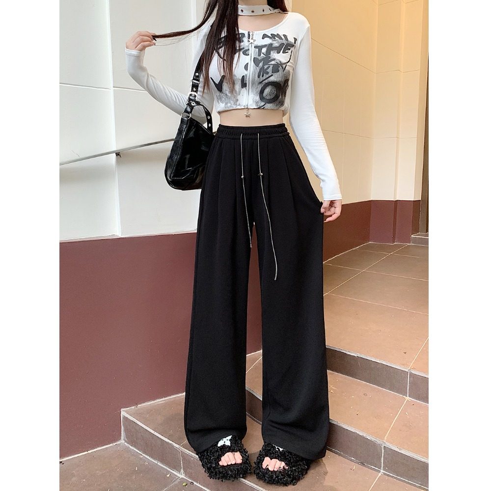 小吉家大码女装秋季新款松紧腰抽绳宽松阔腿裤胖mm高腰显瘦长裤子,淘宝优惠券,粉丝福利购,淘宝优惠卷