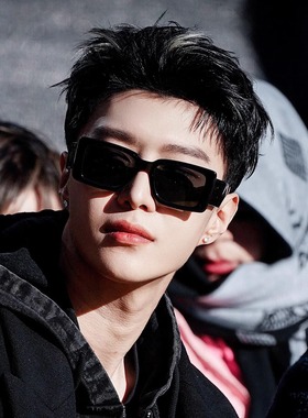 新说唱范丞丞同款墨镜方形大脸显瘦太眼镜黑色嘻哈韩国高级感街拍