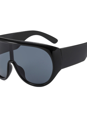 欧美超大框遮脸连体防风护目镜茶色高级感墨镜街拍防紫外线太阳镜