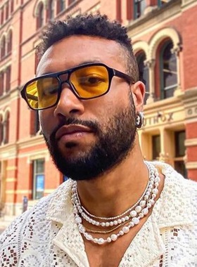 方形太阳眼镜男款飞行员墨镜高级感复古黄色大脸女骑行护目镜雪地