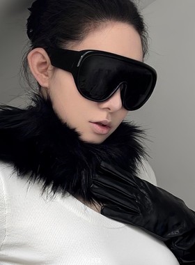 欧风复古老钱风大框墨镜女黑色连体蛤蟆镜圆脸显瘦遮阳太阳眼镜潮