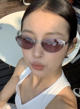 气质y2k辣妹日系紫色墨镜女款潮秋冬凹造型高级感防晒太阳镜圆脸