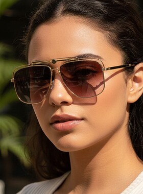 Y2K街拍金属双梁复古百搭太阳镜欧美时尚户外开车防晒女跨境墨镜