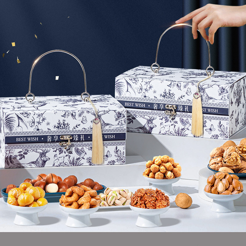 年货坚果礼盒装零食定制过年春节拜年置办送礼混合干果零食大礼包