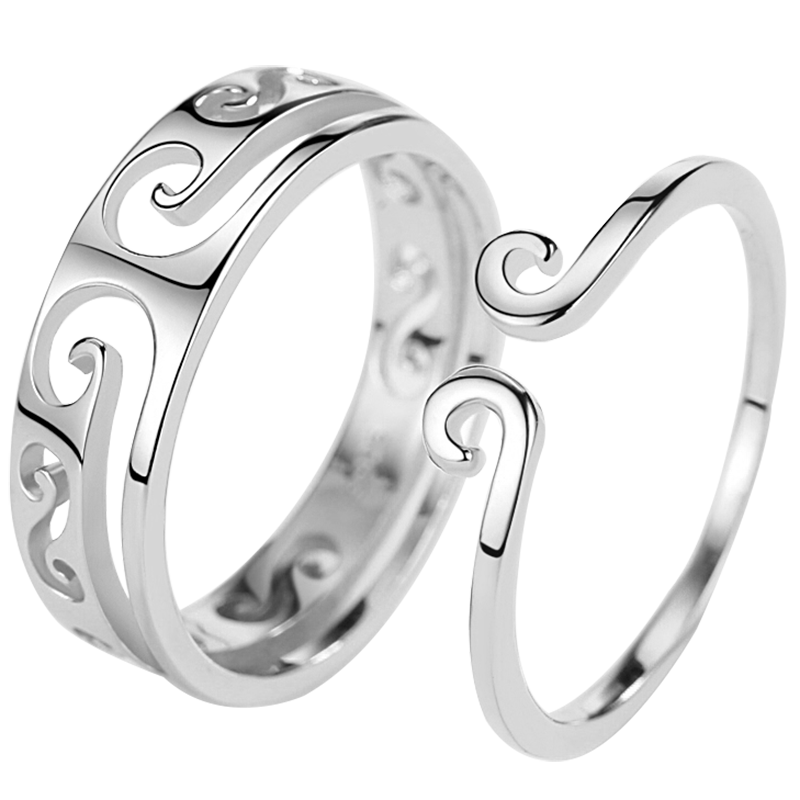 纯银紧箍咒情侣一对至尊宝女男对戒 银星尚戒指/指环