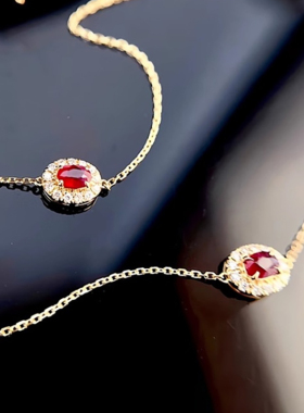 精致复古红色锆石手链简约通勤女