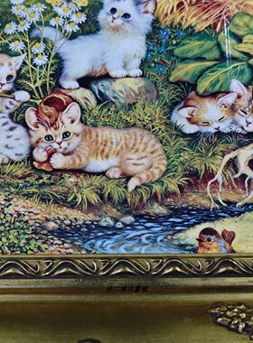 德国产Annaburg安娜堡猫咪的四季乐园第四部欢乐丰收节瓷板画限量