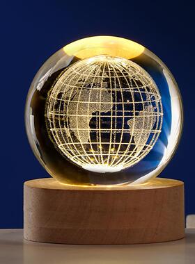 发光水晶球3d内雕小夜灯桌面摆件女友男友闺蜜七夕情人节生日礼物