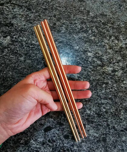 无涂层实心紫铜筷子中式简约个性餐厅铜餐具金属黄铜筷子 - 图2