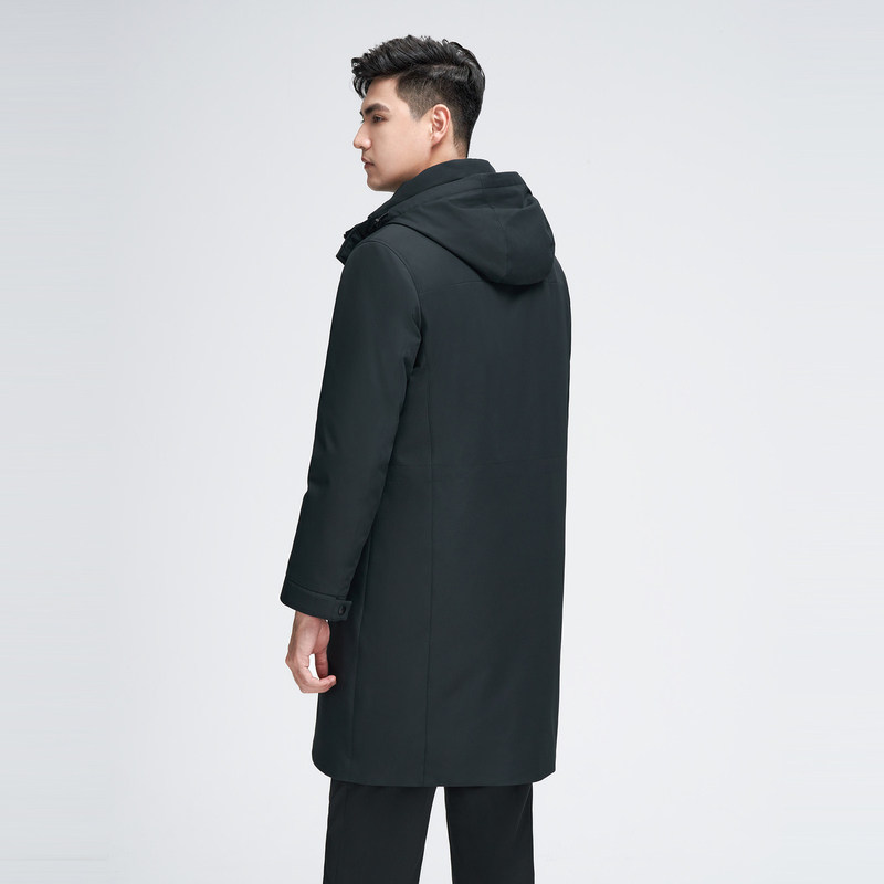 【白鹅绒】金利来2025秋冬新款男士羽绒服三防中长款连帽加厚外套
