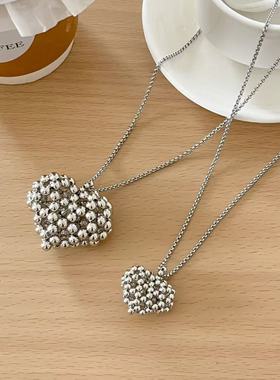 好饰 韩版ins风博主同款金属感爱心项链女简约气质长款毛衣链配饰