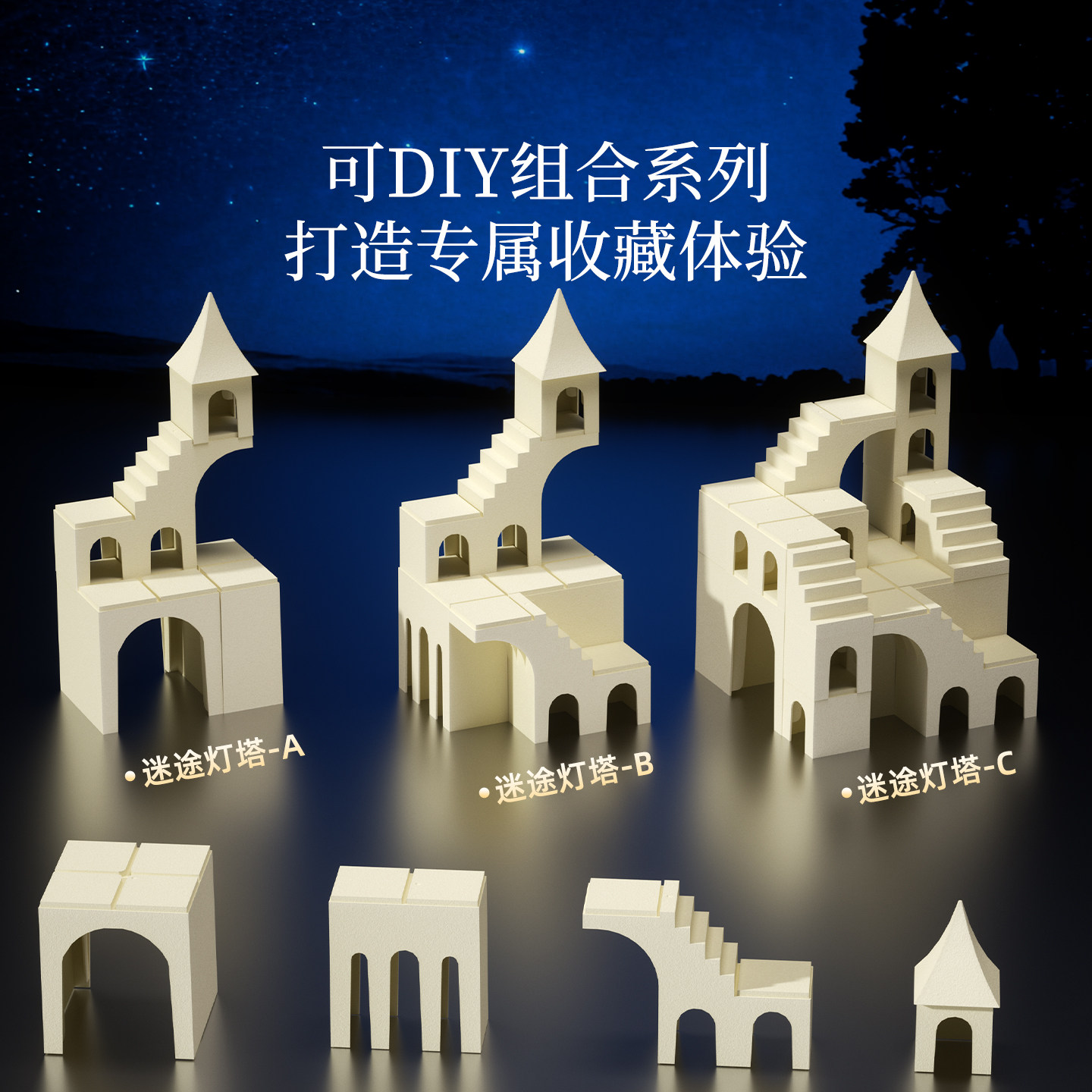 盲盒收纳盒适用星星人系列DIY城堡造景布置手办萌粒展示盒子带灯,淘宝优惠券,粉丝福利购,淘宝优惠卷