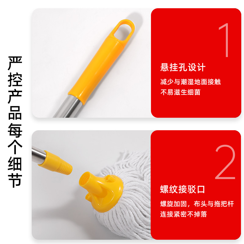 家用拖把商用一拖净加粗杆擦地墩布吸水拖车间卫生间保洁专用拖把 - 图0