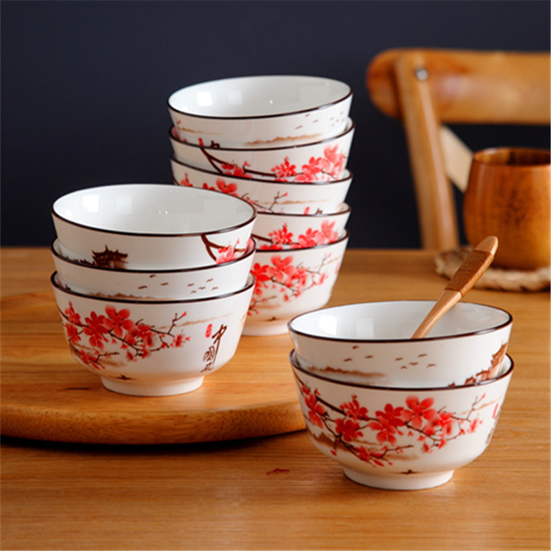 釉下彩陶瓷碗4.5英寸-5英寸家用米饭碗面碗餐具套装创意安全健康