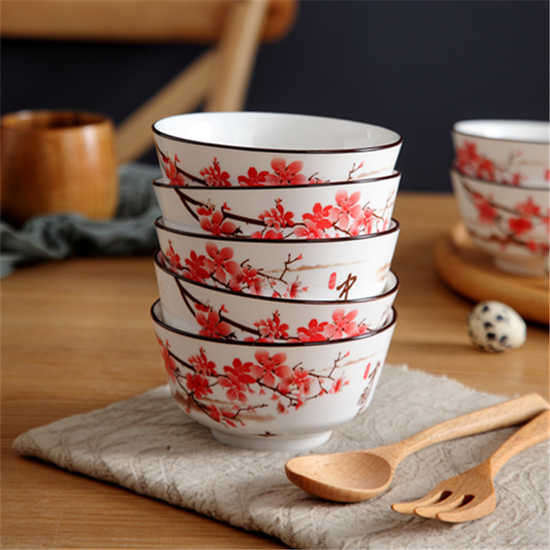 釉下彩陶瓷碗4.5英寸-5英寸家用米饭碗面碗餐具套装创意安全健康