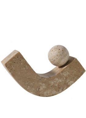 北欧极简创意天然石圆球几何弯形摆件样板房售楼处玄关客厅饰品