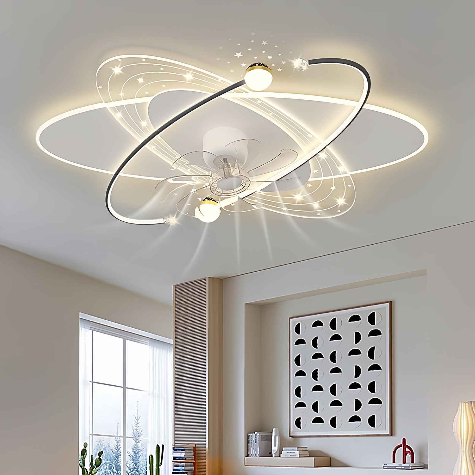 智能风扇灯2025新款客厅灯具套餐简约现代可摇头餐厅灯卧室吊扇灯,淘宝优惠券,粉丝福利购,淘宝优惠卷